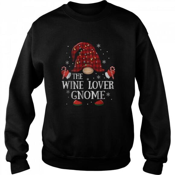 Tops - Wine Lover Gnome Buffalo Plaid Matching Family Christmas Sweatshirt